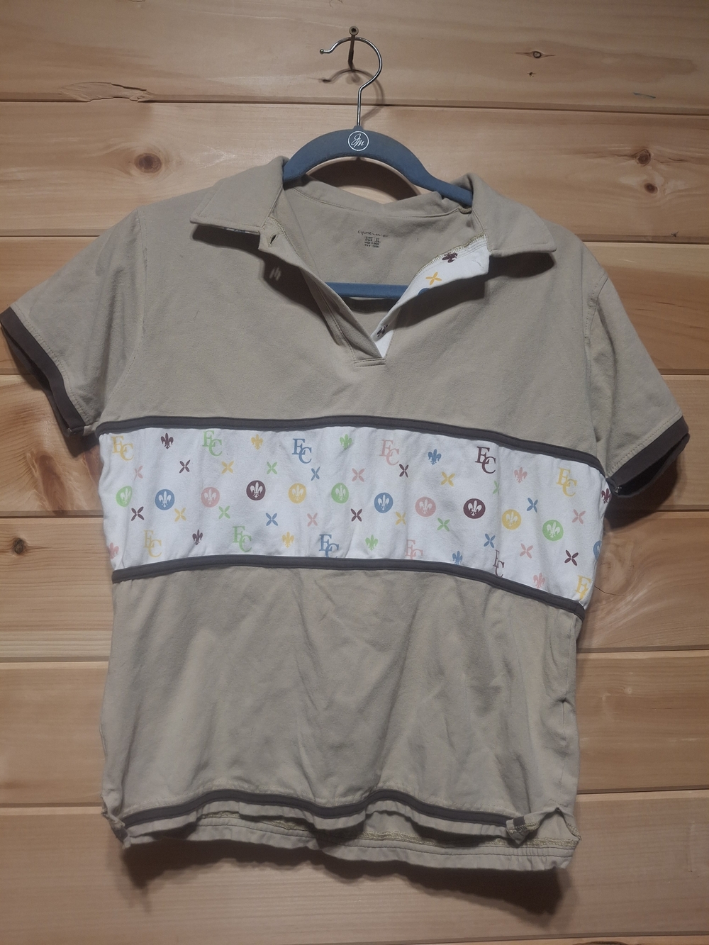 Kids Beige Polo with Multicolor Logo Band